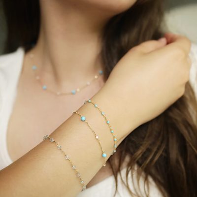 Złota bransoletka 14K DALL’ACQUA Turkus B5-1637