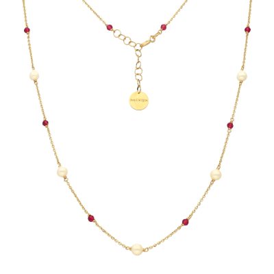 Złoty naszyjnik 14K Dall’Acqua Rubiny, perły N5-1387