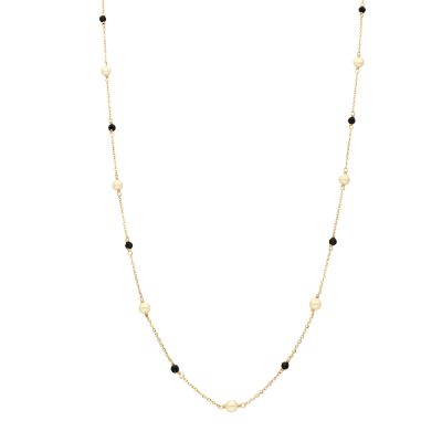 Złoty naszyjnik 14K Dall’Acqua Onyksy, perły N5-1388