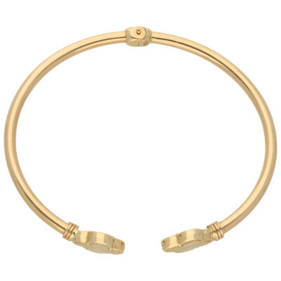 Złota bransoletka 14K Sztywna Bangle z 2 lilijkami B5-1813