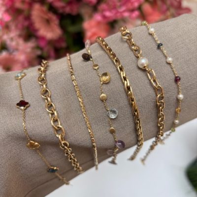 Złota bransoletka 14K DALL’ACQUA mix kamieni B5-1929