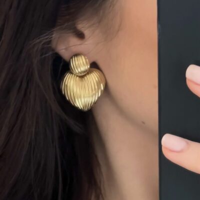 Złote kolczyki 14K Maxi serca K5-1675