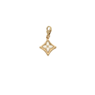 Złota zawieszka na karabińczyku 14K Koniczyna Z5-802