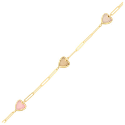 Złota bransoletka 14K Serca B5-1779