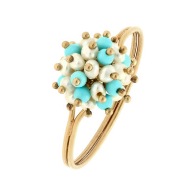 Złoty pierścionek 14K Kulki R5-1018