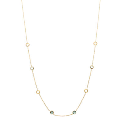 Złoty naszyjnik DALL’ACQUA 14K Topaz London Blue N5-1730
