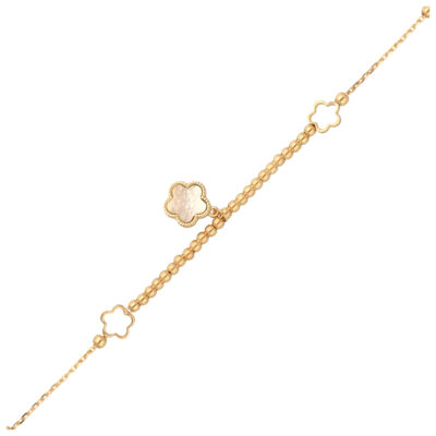 Złota bransoletka 14K Kwiatuszek z masą perłową B5-1989