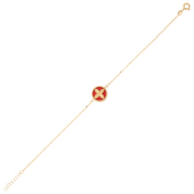 Złota bransoletka 14K Koral koło lilia B5-1994