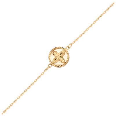 Złota bransoletka 14K Masa perłowa koło lilia B5-2003