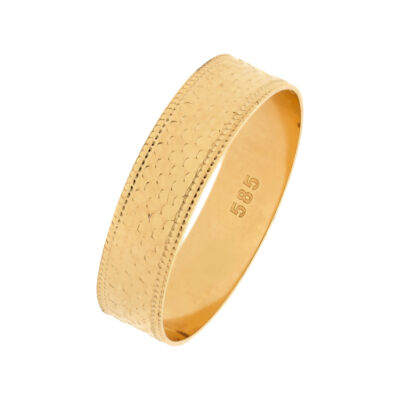 Złoty pierścionek 14K obrączka plaster miodu R5-1040